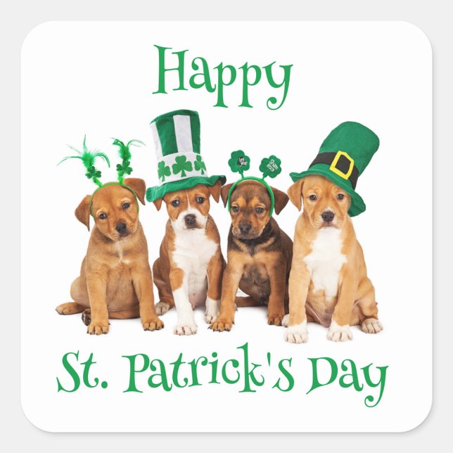 Happy St. Patrick’s Day Puppy Stickers (“Lucky pups spreading Irish cheer!”)