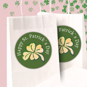 Happy St. Patrick`s Day Shamrock Clover Green Classic Round Sticker