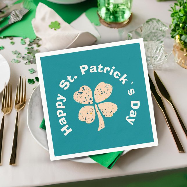 Happy St. Patrick`s Day Shamrock Clover Napkin (Creator Uploaded)