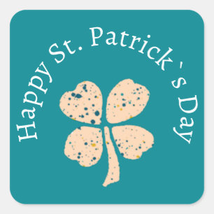 Happy St. Patrick`s Day Shamrock Clover  Square Sticker