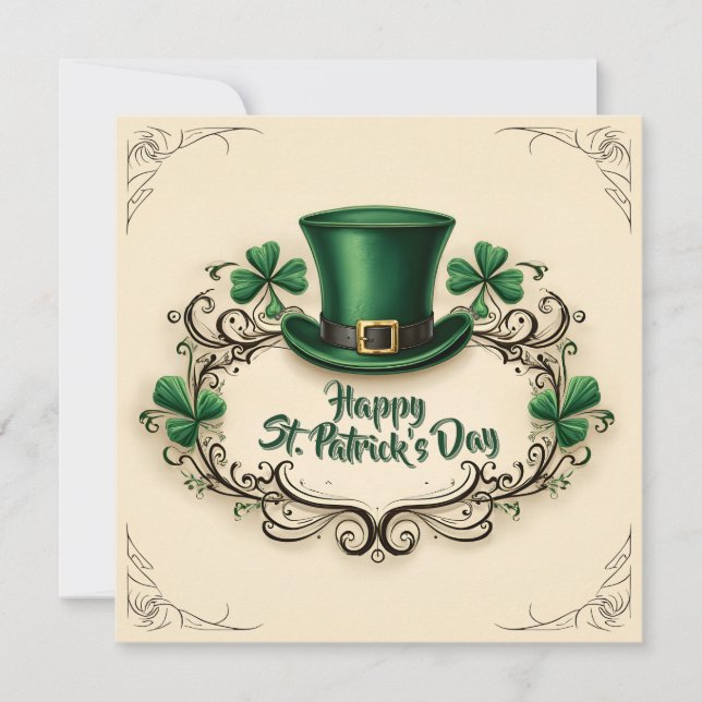 Happy St. Patrick’s Day Shamrock Design Card (Front)