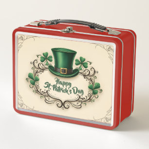 Happy St. Patrick’s Day Shamrock Design Metal Lunch Box
