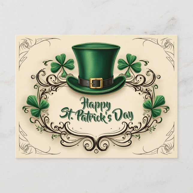 Happy St. Patrick’s Day Shamrock Design Postcard (Front)