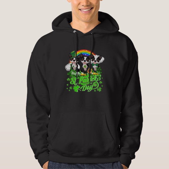 Happy St Patrick s Day Shamrock Leprechaun Boston  Hoodie (Front)
