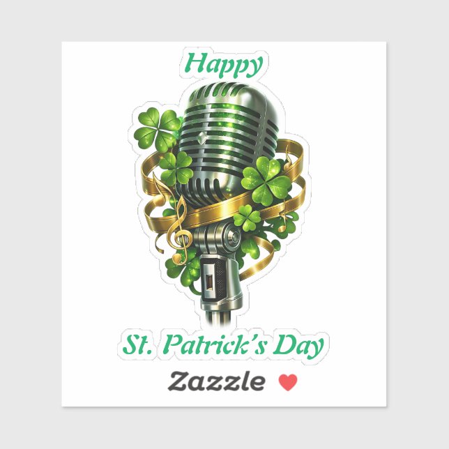 Happy St. Patrick’s Day Shamrock & Microphone (Sheet)