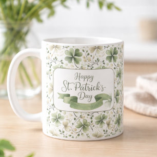 Happy St. Patrick’s Day Shamrock Mug   Watercolor 