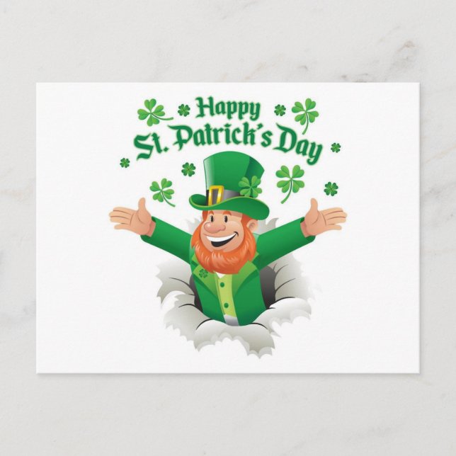 Happy St. Patrick'a Day leprechaun  Holiday Postcard (Front)
