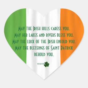 Happy St. Patrick's Blessing Irish Flag Shamrock Heart Sticker