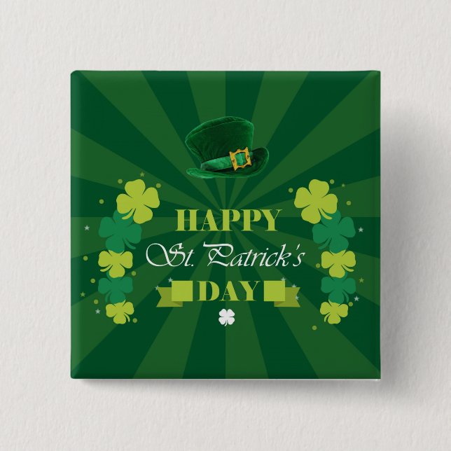 Happy St. Patrick's Day 15 Cm Square Badge (Front)