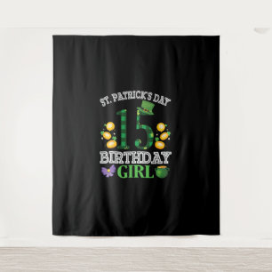Happy St Patrick's Day 15 Years Old Birthday Lepre Tapestry