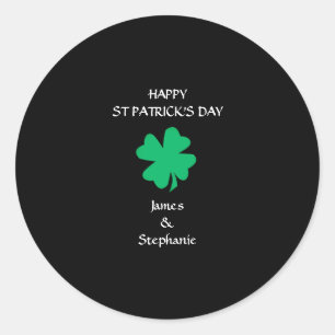 Happy St Patrick's Day 2024 Custom Name Shamrock Classic Round Sticker