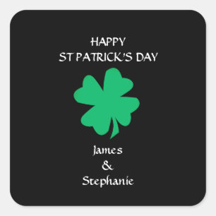 Happy St Patrick's Day 2024 Custom Name Shamrock Square Sticker