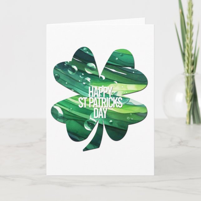 Happy St Patricks Day 4 leaf clover Irish Pride  Card (Front)