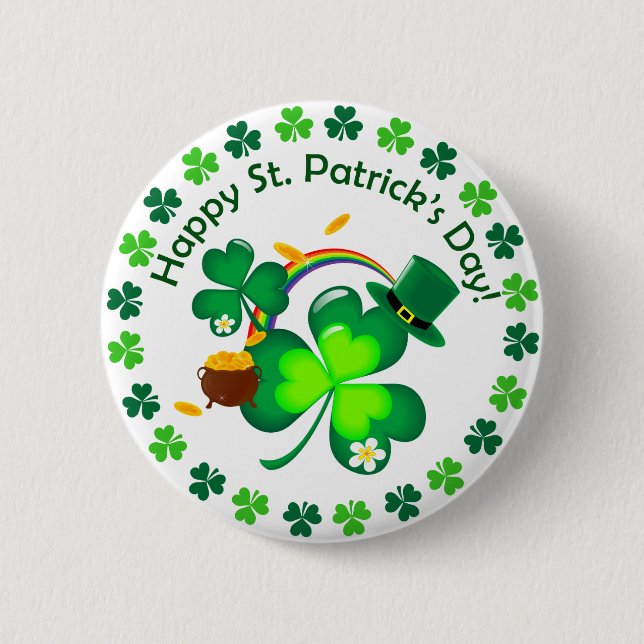 Happy St. Patrick's Day 6 Cm Round Badge (Front)