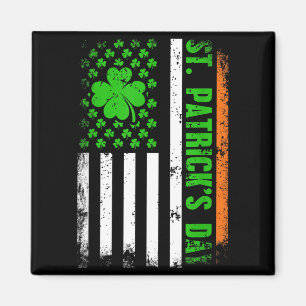 Happy st patricks day american flag shamrock irish magnet