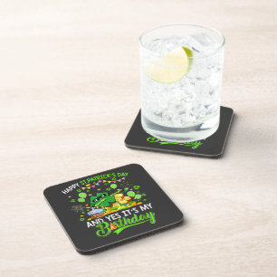Happy St Patricks Day and My Birthday Shamrock Coaster