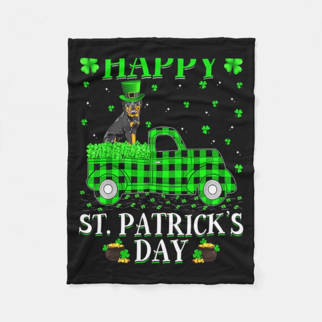 Happy St Patricks Day And Shamrock T Shirt_1  Fleece Blanket (Front)