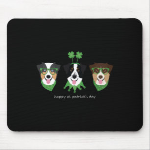 Happy St Patricks Day Australian Shepherd Dogs Cut Mouse Pad