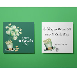 Happy St Patrick's Day Balloons and Shamrocks Holiday Card