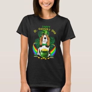 Happy St Patricks Day Basset Hound Leprechaun Hat T-Shirt