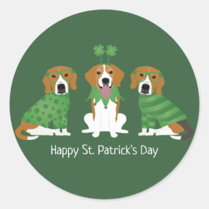 Happy St Patricks Day Beagle Dogs Classic Round Sticker