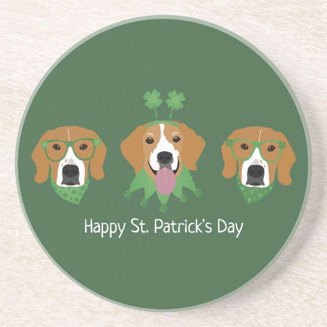 Happy St Patricks Day Beagle Dogs Coaster (Front)