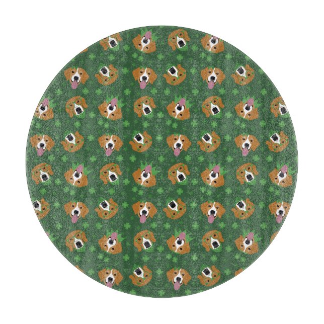 Happy St Patricks Day Beagle Dogs Cutting Board (Front)