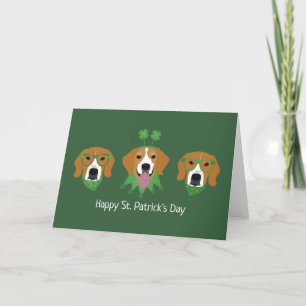 Happy St Patricks Day Beagle Dogs Holiday Card