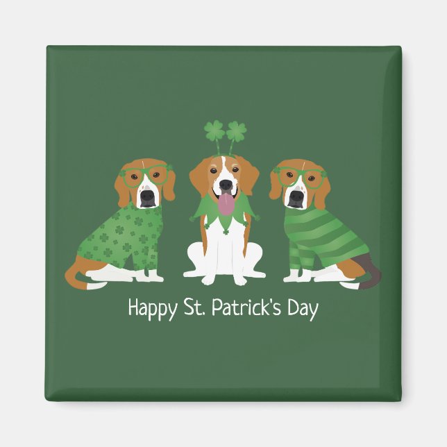 Happy St Patricks Day Beagle Dogs Magnet (Front)