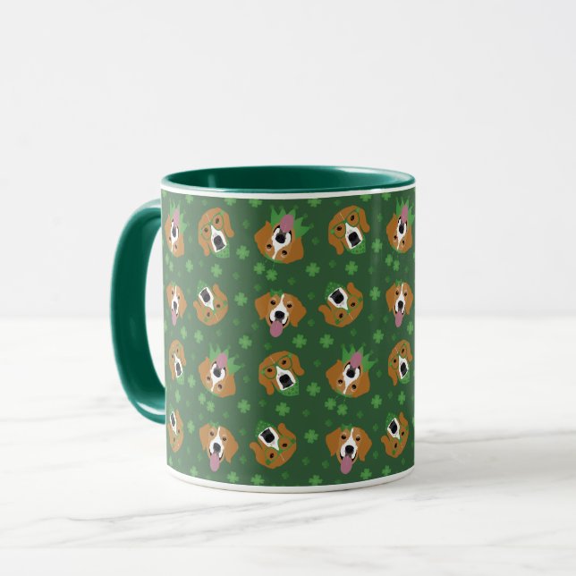 Happy St Patricks Day Beagle Dogs Mug (Front Left)