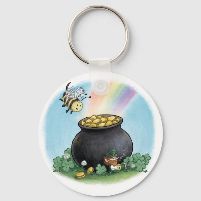 Happy St. Patrick's Day Bee Key Ring (Front)