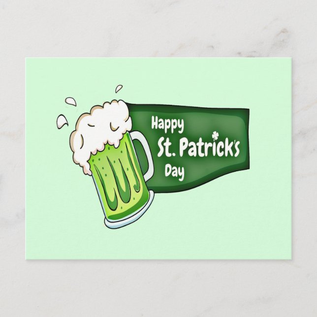 Happy St. Patricks Day Beer Postcard (Front)