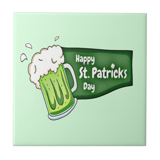 Happy St. Patricks Day Beer Tile (Front)