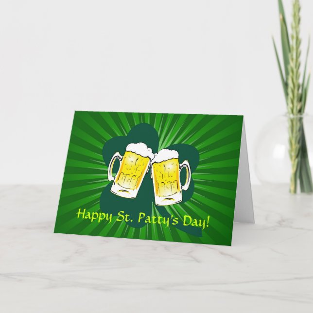 Happy St. Patrick's Day Beer Toast Greeting Card (Front)