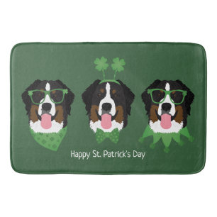 Happy St Patricks Day Bernese Mountain Dogs Bath Mat