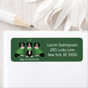Happy St Patricks Day Bernese Mountain Dogs Return Address Label