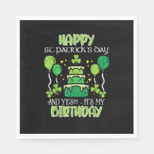 Happy St Patricks Day Birthday Bday Men Women Kids Napkin