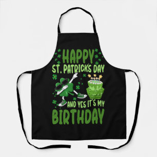 Happy St Patricks Day Birthday Shamrock Dab Bday P Apron