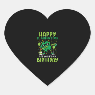 Happy St Patricks Day Birthday Shamrock Dab Bday P Heart Sticker