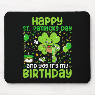 Happy St Patricks Day Birthday Shamrock Dab Bday P Mouse Pad