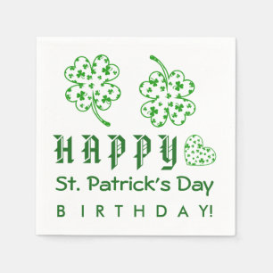 Happy St. Patrick's Day Birthday Shamrocks A03A Napkin