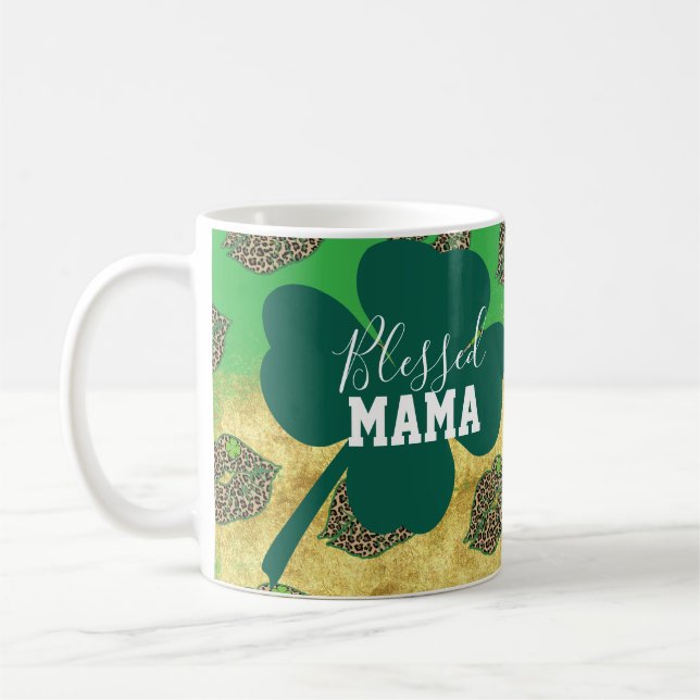 Happy St Patricks Day Blessed Mum Mama  Coffee Mug (Left)