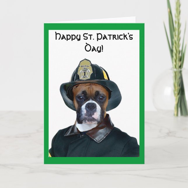 Happy St. Patrick's Day Boxer greeting card (Front)