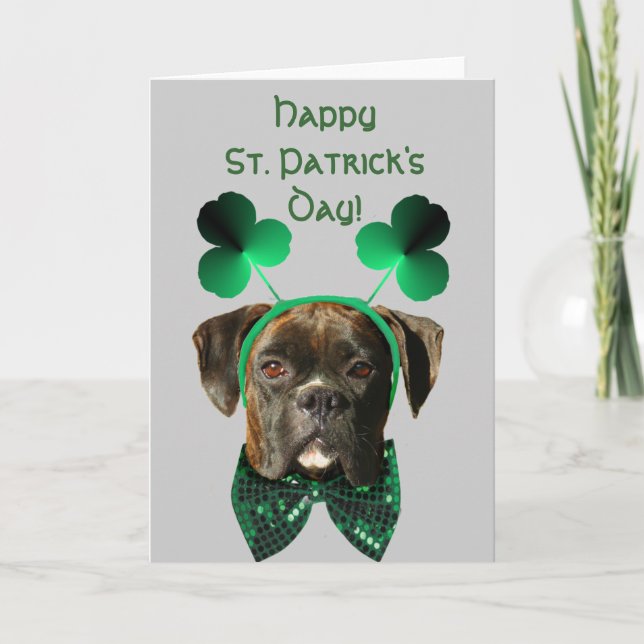 Happy St. Patrick's Day Boxer greeting card (Front)