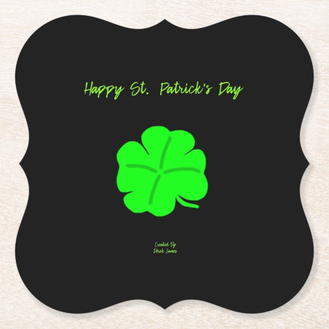 Happy St.  Patrick's Day Bracket Paper Coaster (Front)