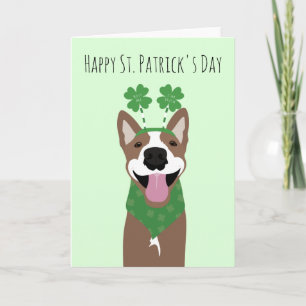 Happy St Patricks Day Brown Dog Green Card