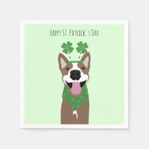 Happy St Patricks Day Brown Dog Green Napkin