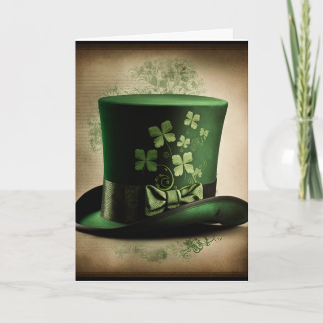 Happy St. Patrick's Day Card With a Top Hat (Front)