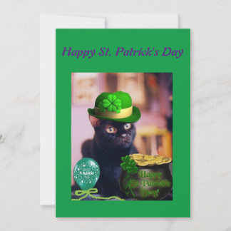Happy St. Patrick's Day Card With Cat