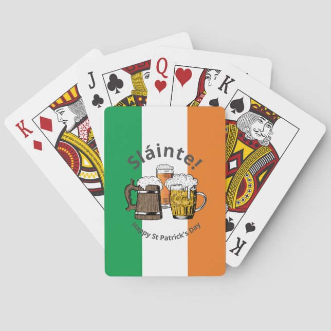 HAPPY ST PATRICK'S DAY Cartoon  Beers Sláinte! Playing Cards (Back)